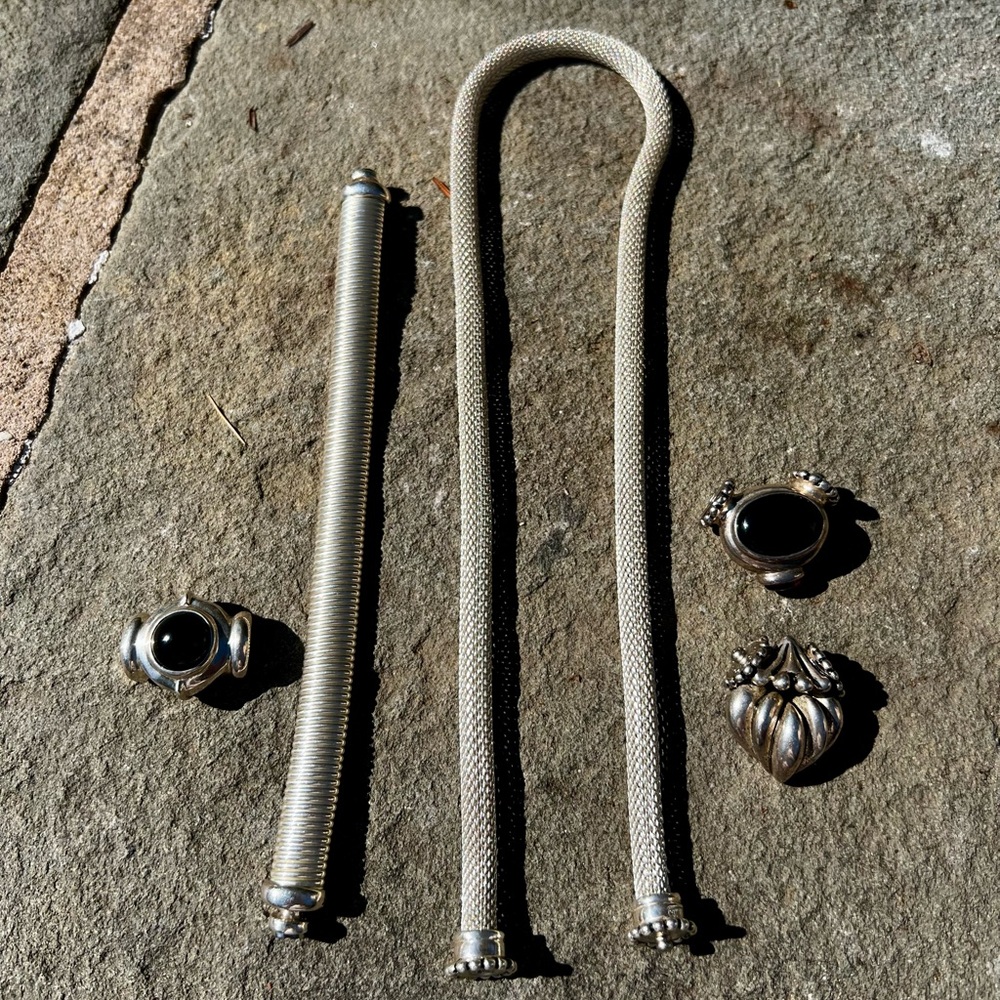 Joseph Esposito ESPO Sterling Silver Necklace + Pedants and Bracelet Onyx Amber - Picture 5 of 10